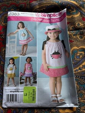 Simplicity Girls' Pink Polka Dot Pillowcase Dress with Ladybug Applique